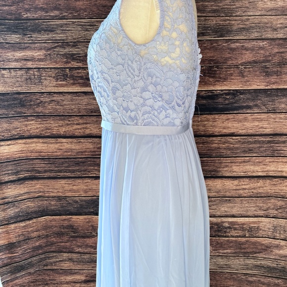 David's Bridal Light Blue Periwinkle Lace Dress - Picture 3 of 8